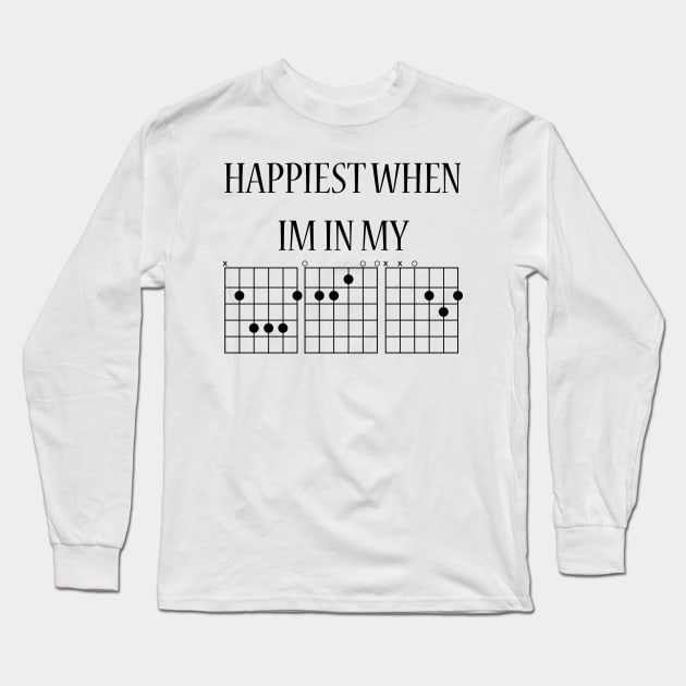 Guitar Chords, Happiest In My Bed Long Sleeve T-Shirt by RAADesigns